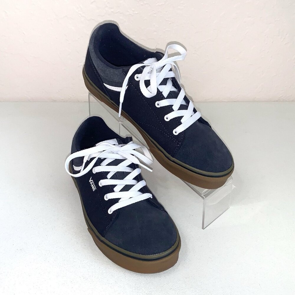 Vans Club Old Skool Shoes Kids 6 Navy White Lace Up Skater Sneaker Summer - Picture 1 of 12